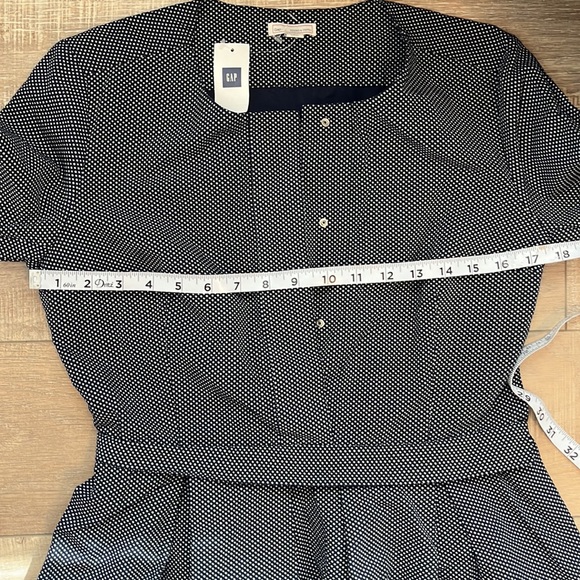 NWT Gap 3/4 sleeve button close top, side zip knee length navy blue and white 2 - Picture 8 of 12